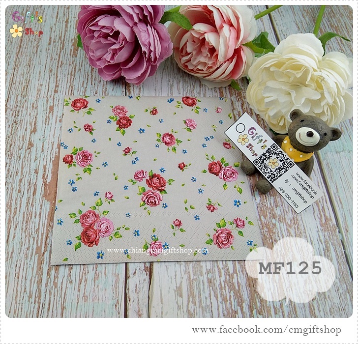 กระดาษแนปกิ้นยุโรป, ลายดอกไม้, ลายดอกไม้สีชมพู, ลายดอกไม้เล็กๆ, ลายดอกไม้สีแดง, พื้นหลังสีน้ำตาลอ่อน, ลายดอกกุหลาบ, ลายเต็มผืน