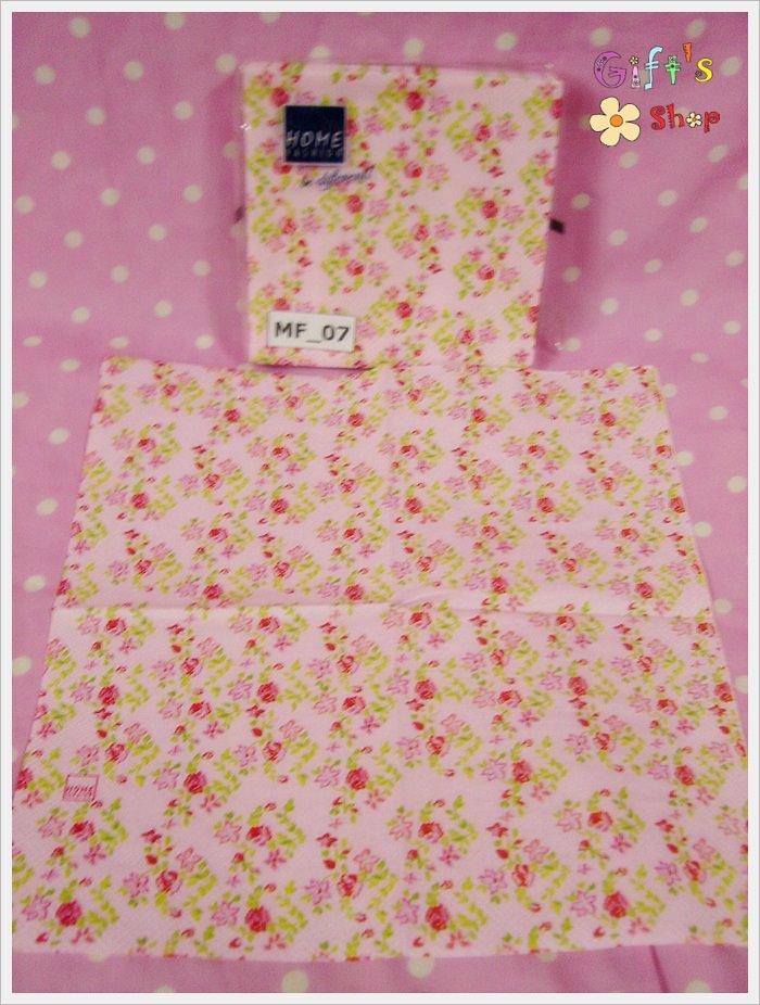 กระดาษแนปกิ้น ลายดอกกุหลาบสีชมพู พื้นหลังสีชมพู