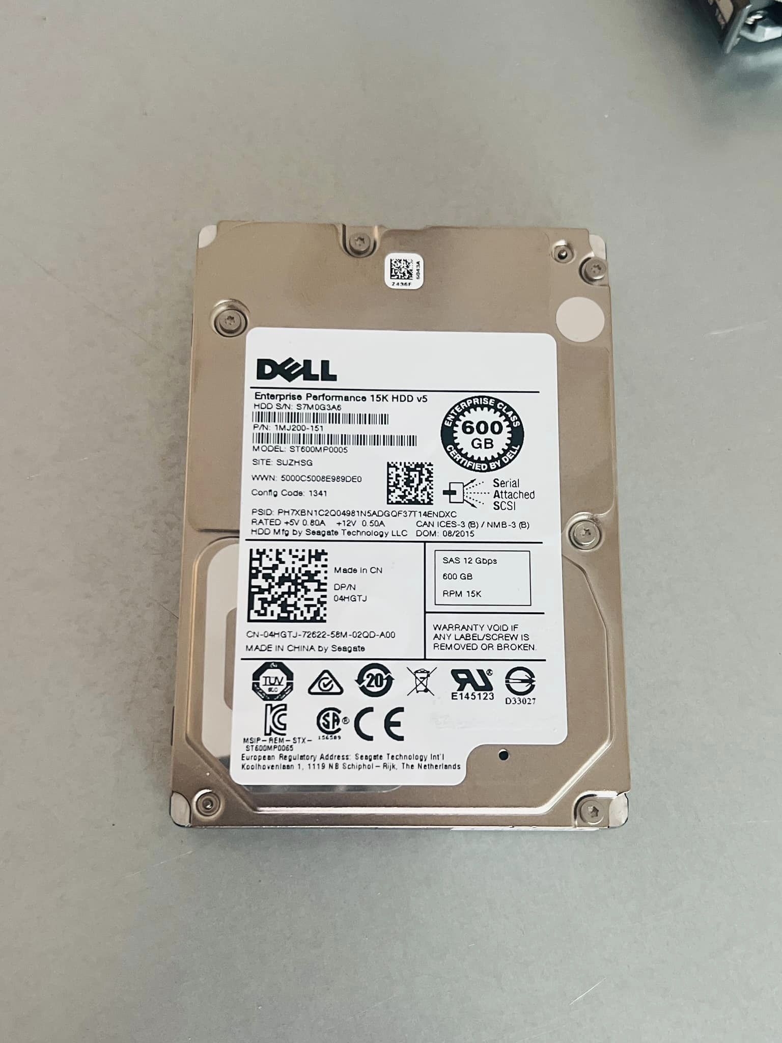 hdd sas 600gb 15k 12g ฮาร์ดดิสเซิร์ฟเวอร์เดลมือสองพร้อมใช้งาน