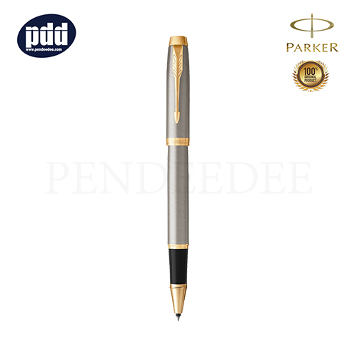 PARKER IM Brush Metal GT Rollerball Pen ปากกาโรลเลอร์บอล ป๊ากเกอร์ ไอเอ็ม เงิน คลิปทอง
