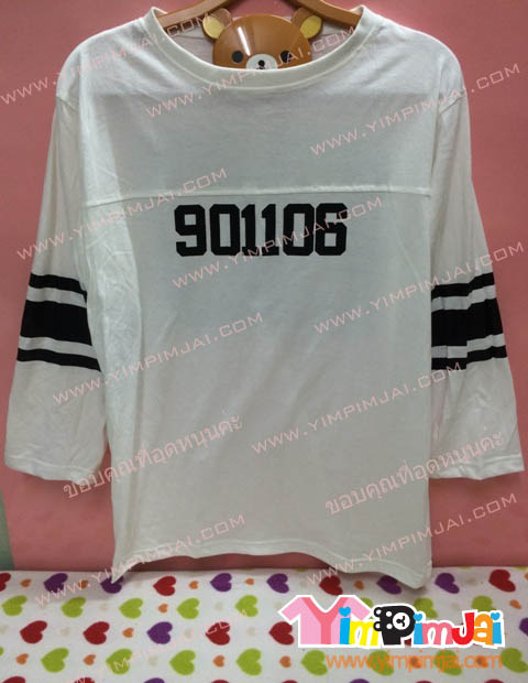 เสื้อยืด สีขาว แขนยาว สกรีนตามสั่ง 901106 00