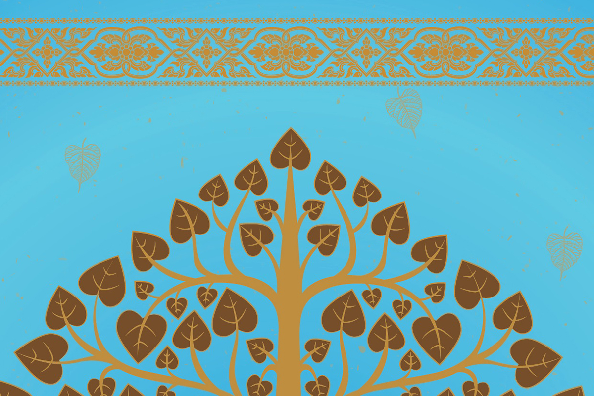 วอลเปเปอร์ภาพพิมพ์ ต้นโพธิ์-เทวดา-พญานาค ดีไซน์ใหม่ล่าสุด สำเนา สีน้ำตาล CV-BDT2025-005BL