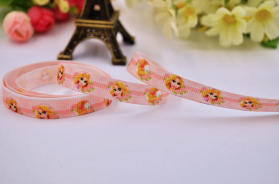 ริบบิ้นผ้าพิมพ์ลาย เจ้าหญิงแสนสวย กว้าง 10 mm #PZ012