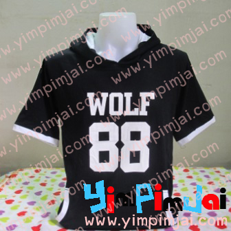 เสื้อฮู้ดดำ แต่งขอบกระเป๋า กุ๊นแขน exo