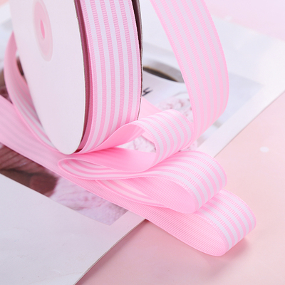 ริบบิ้นผ้าพิมพ์ลายเส้นสีสดใส กว้าง 25 mm #BB71