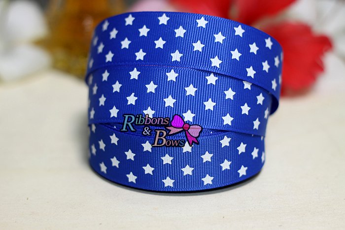 ริบบิ้นผ้าพิมพ์ลายดาว กว้าง 25 mm #ST4