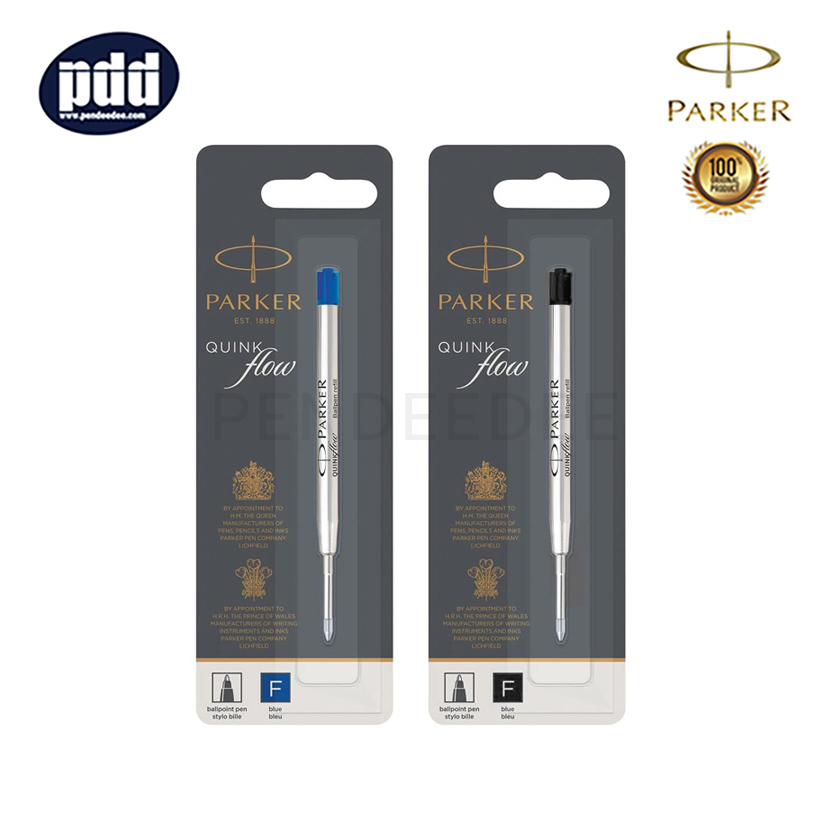 PARKER ไส้ปากกาลูกลื่น ป๊ากเกอร์ ควิ้ง โฟล หมึกน้ำเงิน หัวเอฟ 0.5 มม. PARKER Quink Flow Blue Ink Fine Point 0.5 mm. Ballpoint Refill