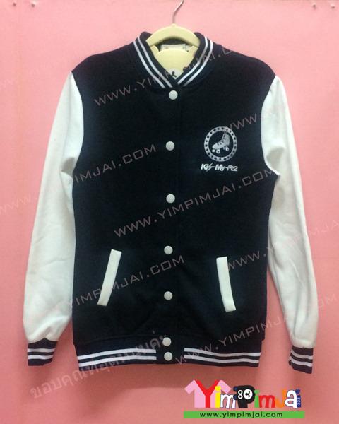 เสื้อกันหนาว เบสบอล สีดำ แขนขาว ลายตามสั่ง เสื้อห้อง เสื้อรุ่น Johnny s Ent