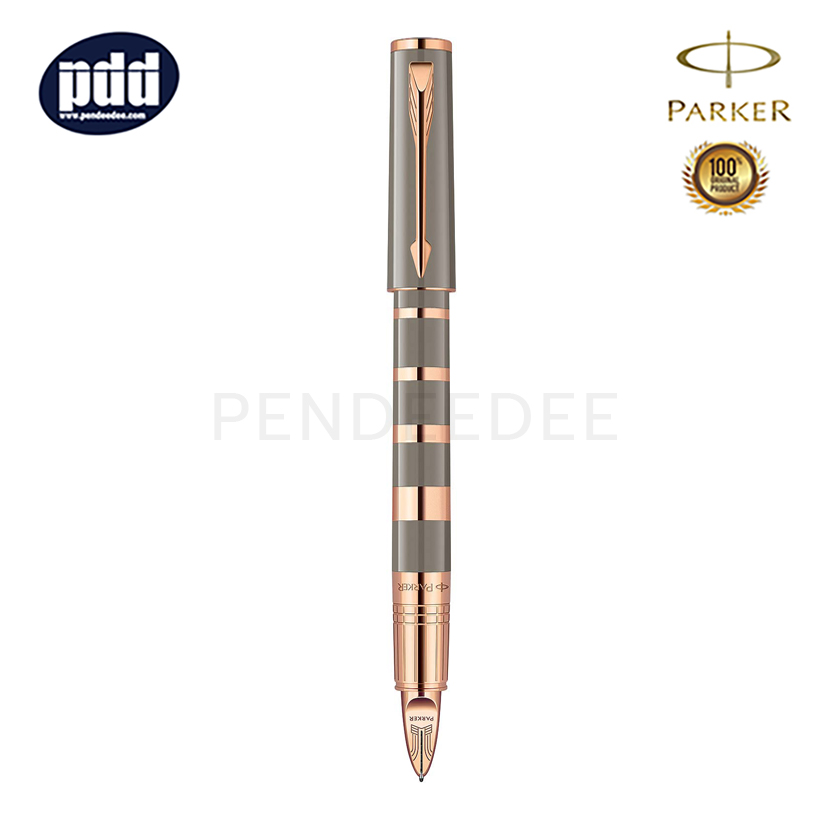 ปากกาสลักชื่อ PARKER 5TH ปากกาป๊ากเกอร์ ฟิฟท์ อินจินิวอิตี้ สลิม ดาร์ริ่ง สีน้ำตาลเทา คลิปพิ้งค์โกลด์ PARKER 5TH Ingenuity Slim Daring Taupe and Metal PGT 5th Technology Mode Pen