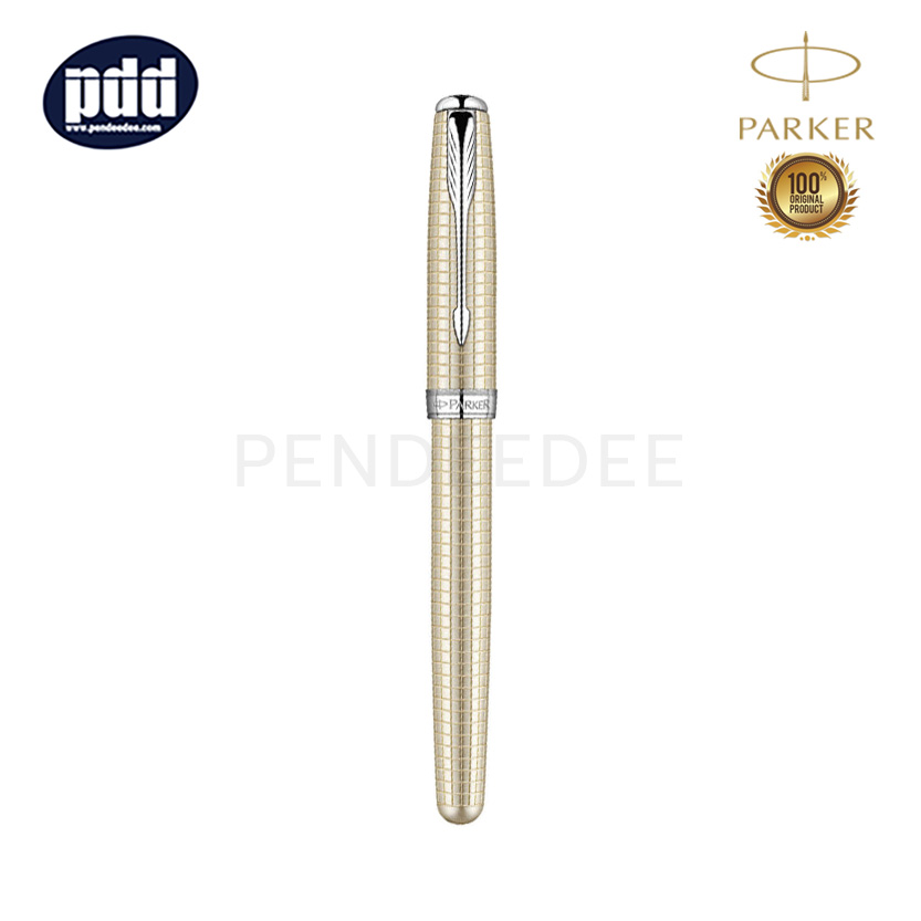PARKER ปากกาหมึกซึม ป๊าคเกอร์ ซอนเนต 10 ซิลเวอร์ ซีที 18k - PARKER Sonnet 10 Sterling Silver Chrome Trim 18k Fountain Pen