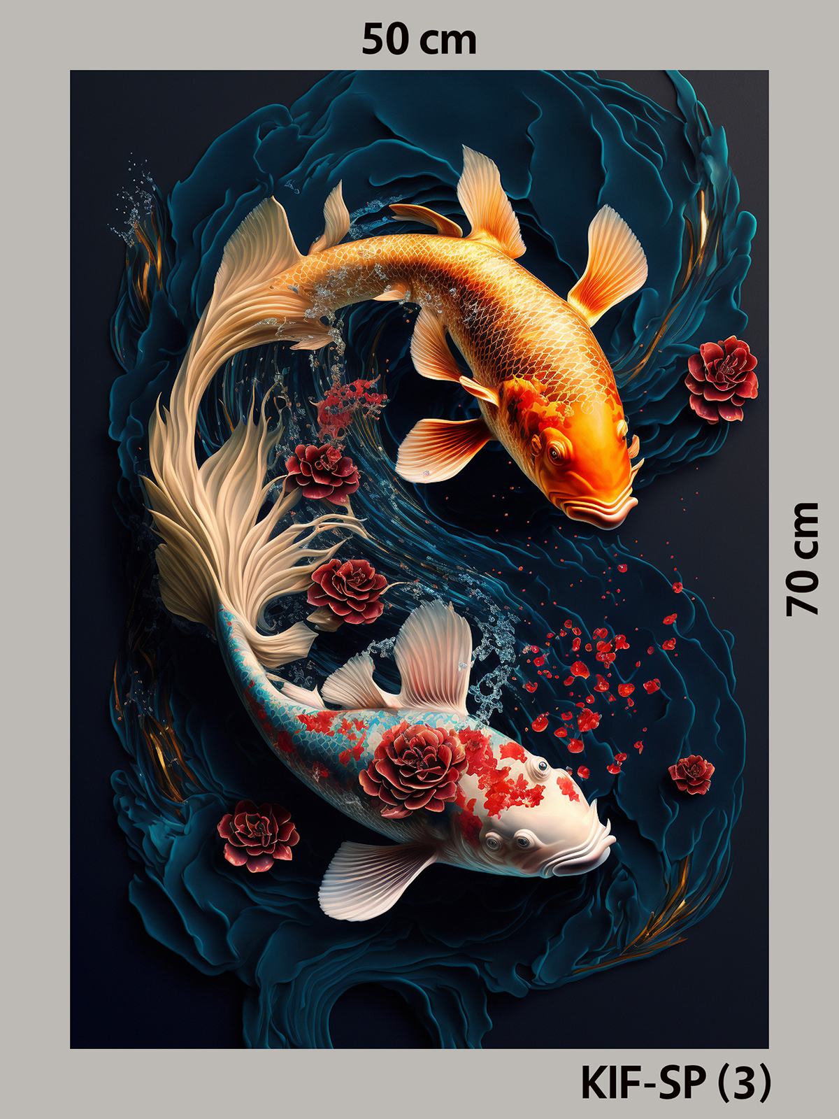 แคนวาสกรอบลอย ภาพปลาคาร์ฟคู่ KIP-SP (3)-50X70CM