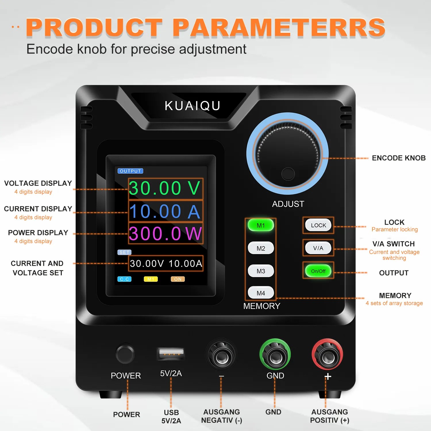 KUAIQU SPPS-D3010 30V 10A 300W DC Power Supply