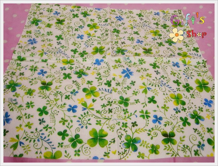 กระดาษแนปกิ้น ลายดอกไม้นำโชค lucky clover