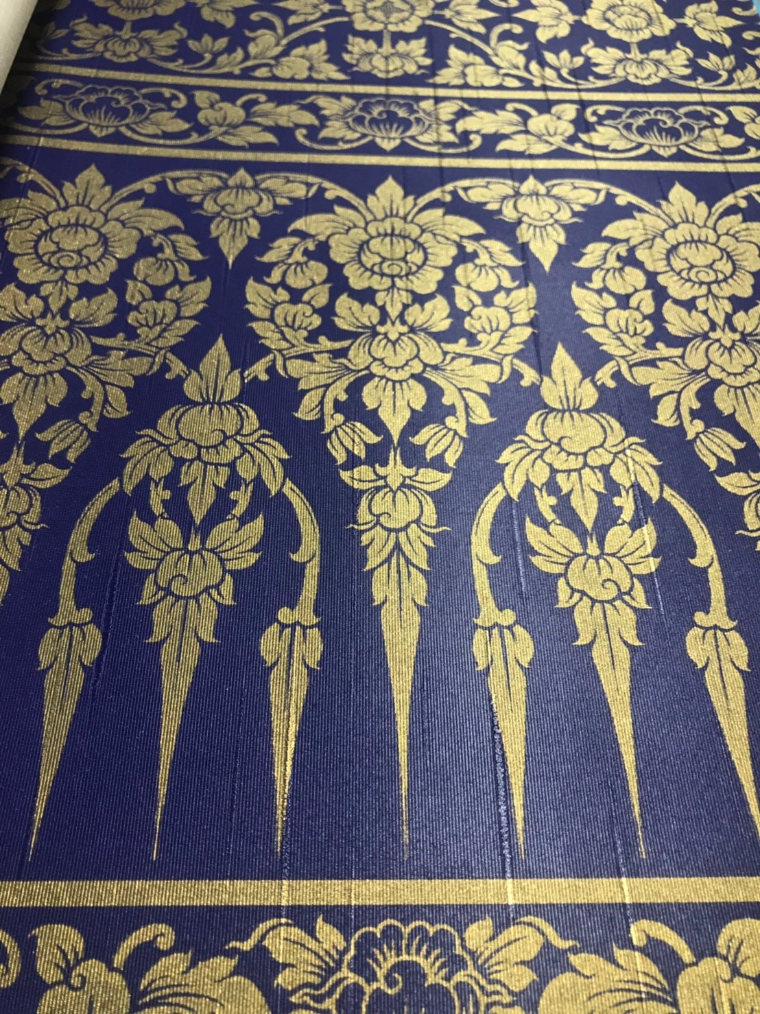 วอลเปเปอร์ลายไทย ดอกพุดตาน น้ำเงิน-ทอง BD43-102-2