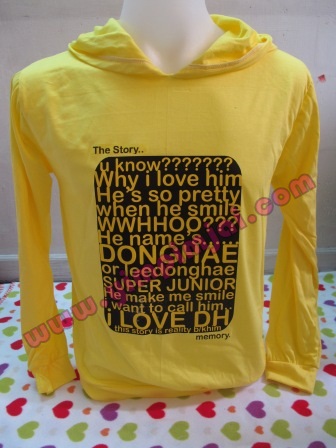 เสื้อฮู้ดสีเหลืองแขนยาวสกรีนลาย Donghae