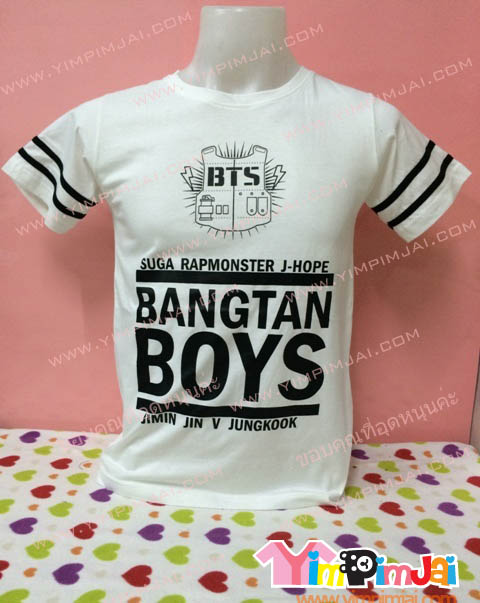 เสื้อยืด สีขาว แขนสั้น สกรีนตามสั่ง BANGTAN BOYS
