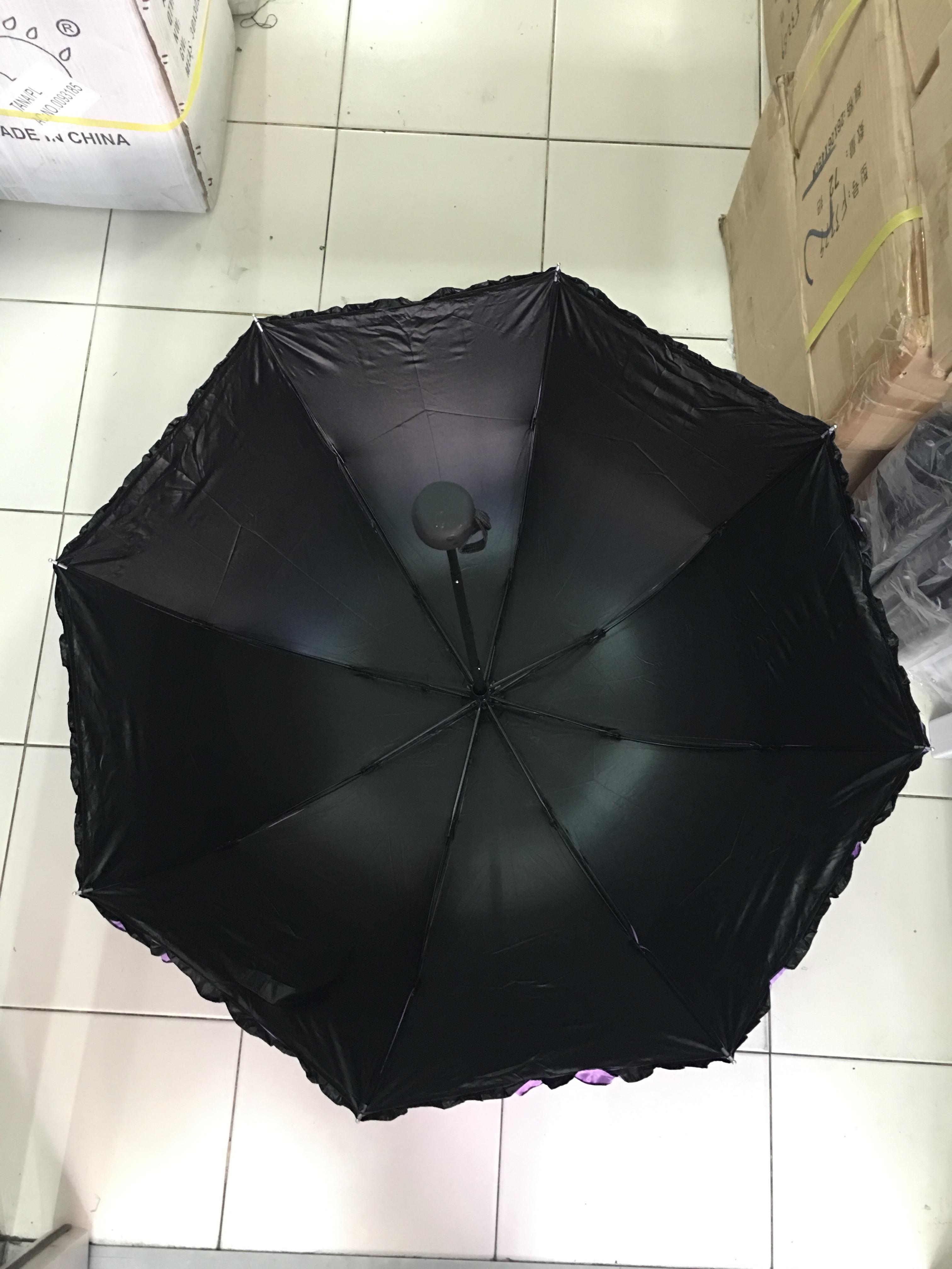 ร่มโค้งแฟชั่นรหัส657มีระบายยูวีสีดำ