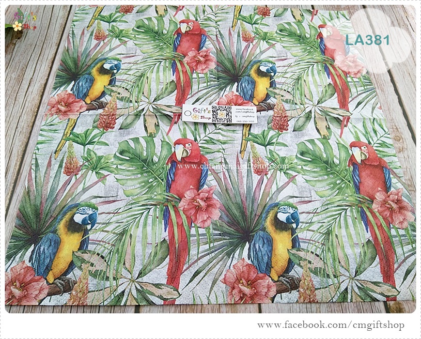 กระดาษแนปกิ้นยุโรป, ลายนกมาคอว์, ลายนกแก้ว, ลายนกสีแดง, ลายนกสีน้ำเงิน, ลายนกกับใบไม้, ลายMacaw, ลายนก, ลายนกกับป่า, ลายนกสองตัว