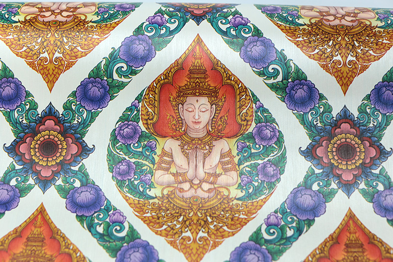 วอลเปเปอร์ลายไทย ลายเทพพนม หลากสี JPS801