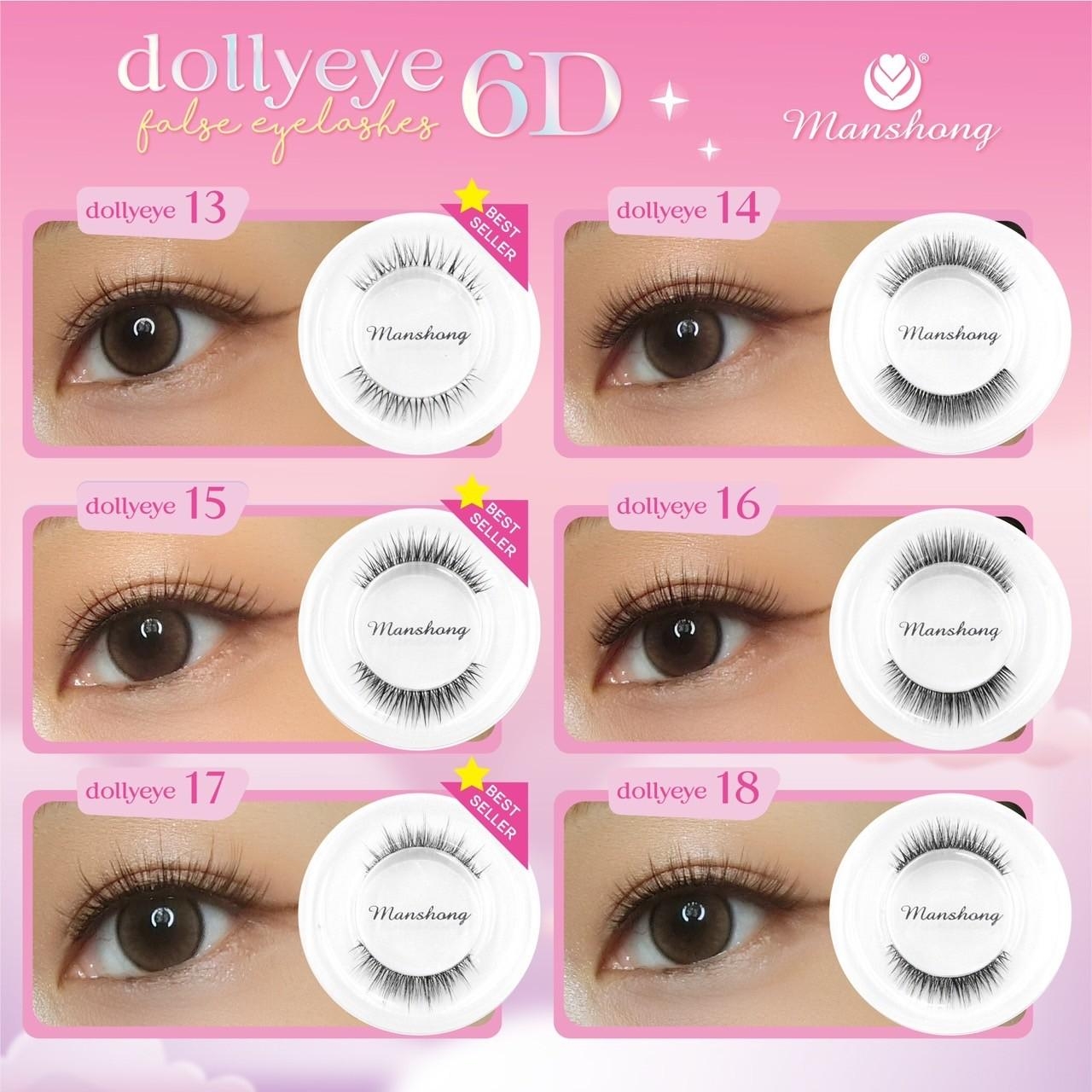 ขนตาปลอม Manshong Dolly Eye 6D แกนใส ติดเนียน เป็นธรรมชาติ