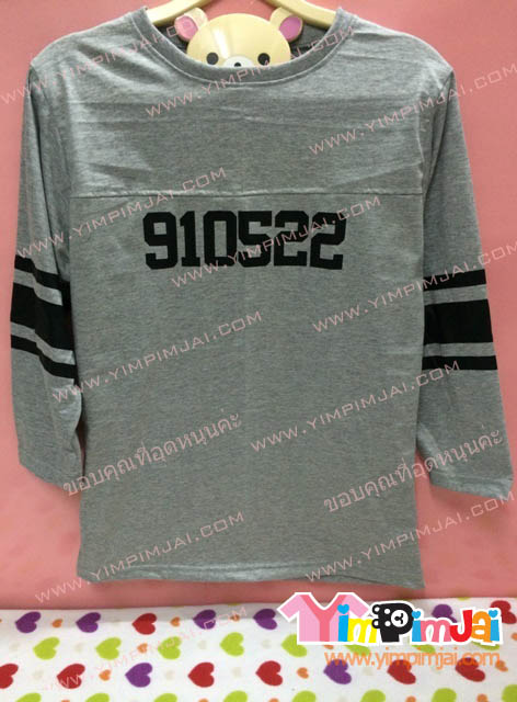 เสื้อยืด สีเทา แขนยาว สกรีนตามสั่ง 910522 1