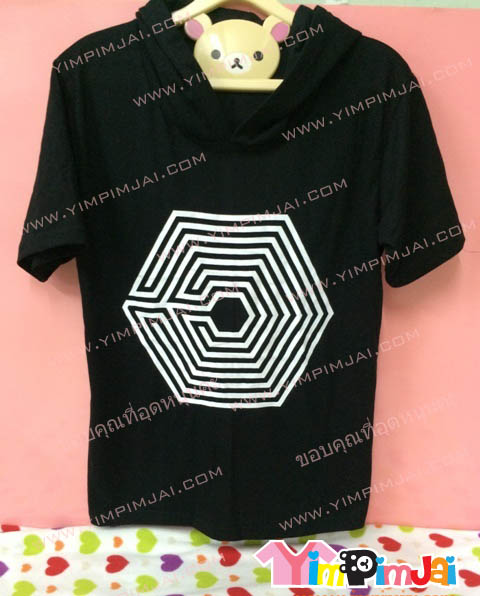 เสื้อฮู้ด เสื้อรุ่น สีดำ แขนสั้น สกรีนตามสั่ง