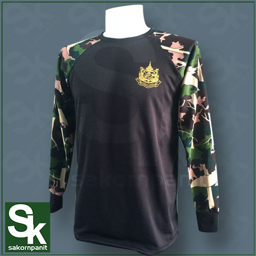 เสื้อยืด ดำแขนยาว-ลายพรางอุทยาน /(ผ้ากีฬา)-*