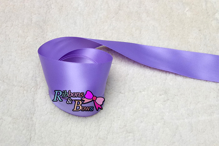 462#Hyacinth ริบบิ้นผ้าซาติน 2 หน้า สีม่วง#WA33