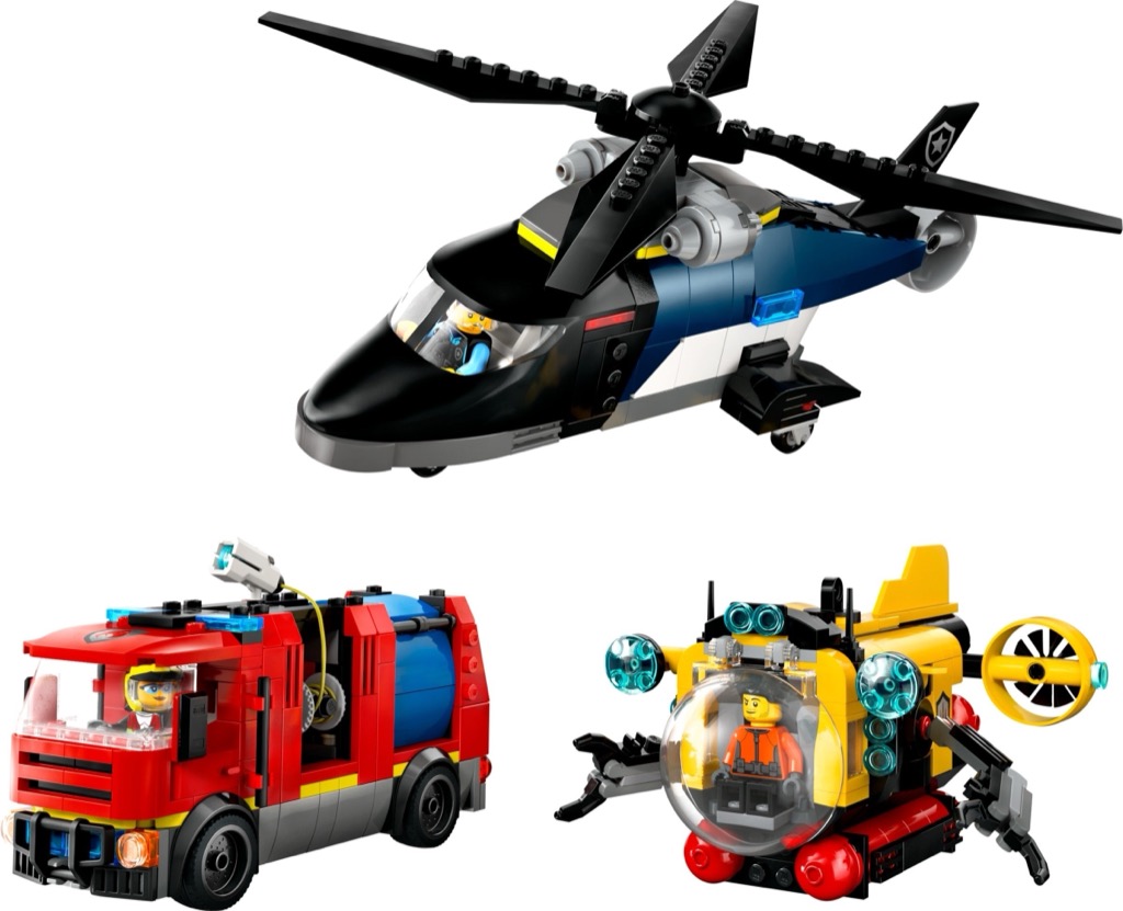 เลโก้ LEGO City 60462 Helicopter, Fire Truck & Submarine Remix