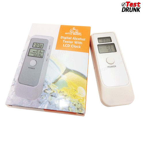 เครื่องวัดแอลกอฮอล์แบบพกพา Digital Alcohol Tester With LCD Clock