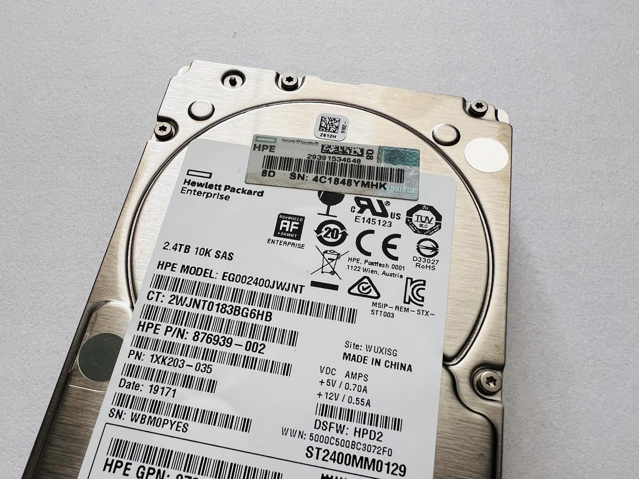hpe hdd server sas 2.4tb 10k 12Gbps 2.5" hpe ฮาร์ดดิสเซิร์ฟเวอร์มือสองพร้อมใช้งาน