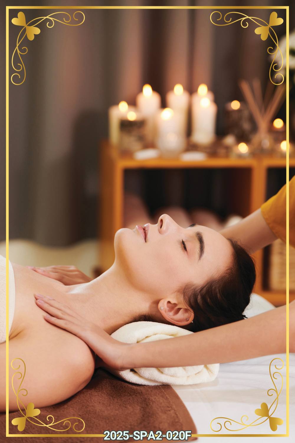 สติ๊กเกอร์ภาพคนนวด พร้อมลายกรอบในตัว (ภาพแนวตั้ง) ST-2025-SPA2F(80x120cm)