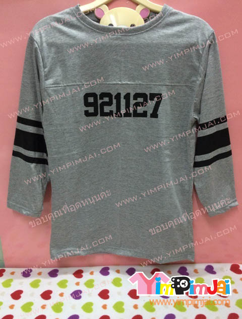 เสื้อยืด สีเทา แขนยาว สกรีนตามสั่ง 921127 61