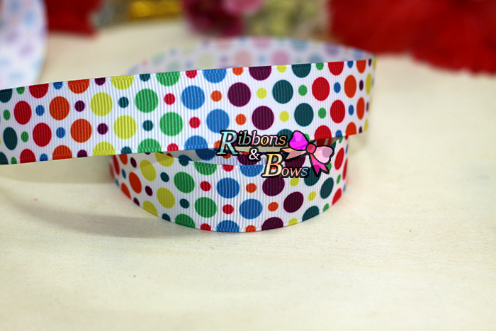 ริบบิ้นผ้าพิมพ์ลายจุด กว้าง 22 mm #PD081