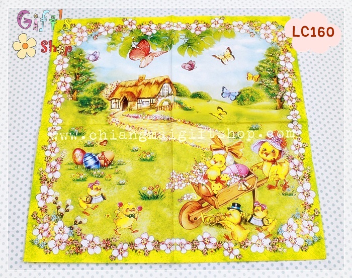 กระดาษแนปกิ้นยุโรป, ลายลูกเจี๊ยบสีเหลือง, พื้นหลังสีเขียว ,ไข่อีสเตอร์, ลายไข่, ลายไข่อีสเตอร์, เทศกาลอีสเตอร์