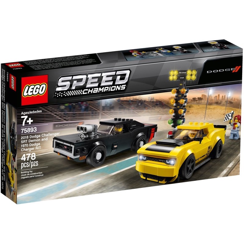 LEGO Speed Champions 75893 2018 Dodge Challenger SRT Demon and 1970 Dodge Charger R/T