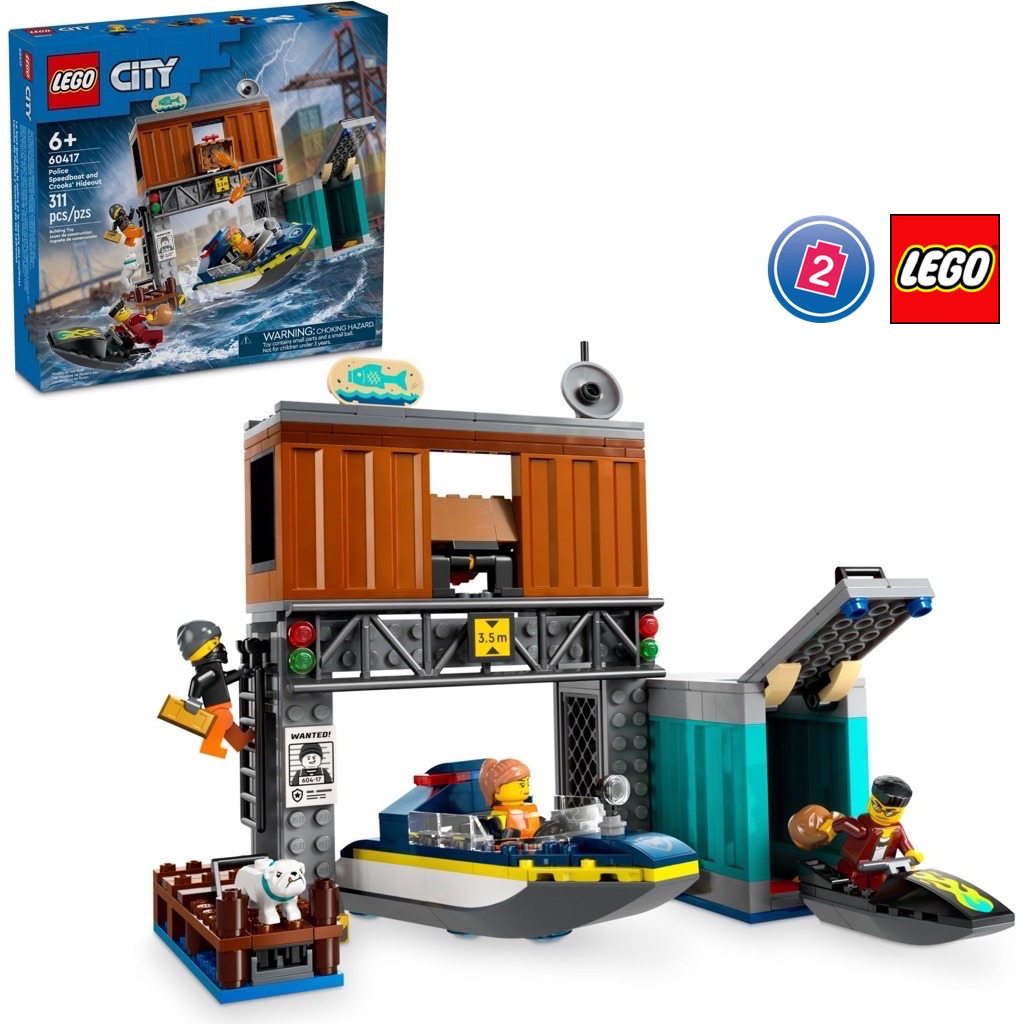 เลโก้ LEGO City 60417 Police Speedboat and Crooks' Hideout