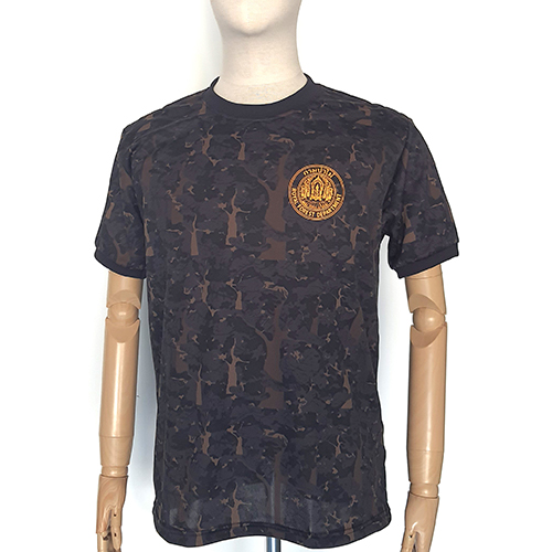 เสื้อยืดลายพรางดำล้วน-ป่าไม้ /แขนจั๊ม..ผ้ากีฬา*