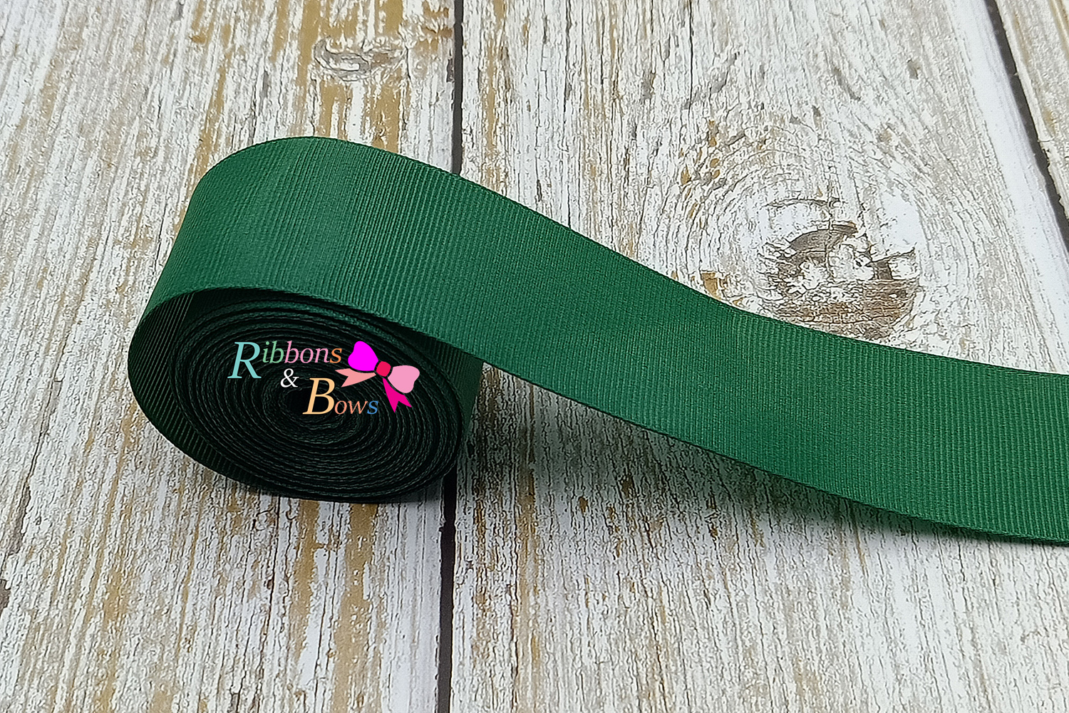 ริบบิ้นผ้าลูกฟูก สีเขียว ( 587 forest green) PC26