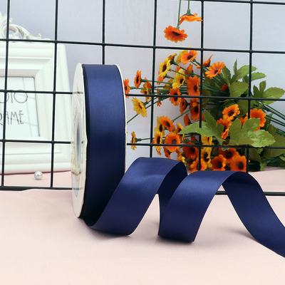 ริบบิ้นผ้าซาติน 2 หน้า สีน้ำเงิน 50 หลา (Ink Blue )# WX025