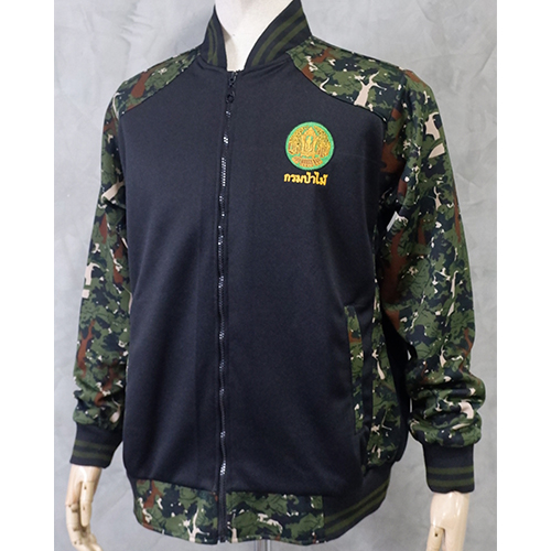 เสื้อวอร์ม สีดำ-ป่าไม้ /ปักหลัง"รักษ์ป่า รักษาสรรพชีวิต"..(ตรากรมป่าไม้ตราใหม่)