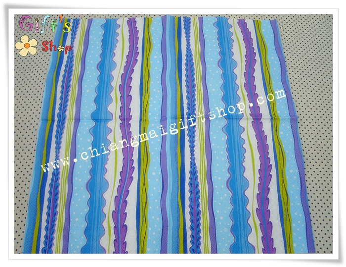กระดาษแนปกิ้น ลายเส้นเกลียวคล้ายสาหร่ายสีฟ้า ม่วง เขียว
