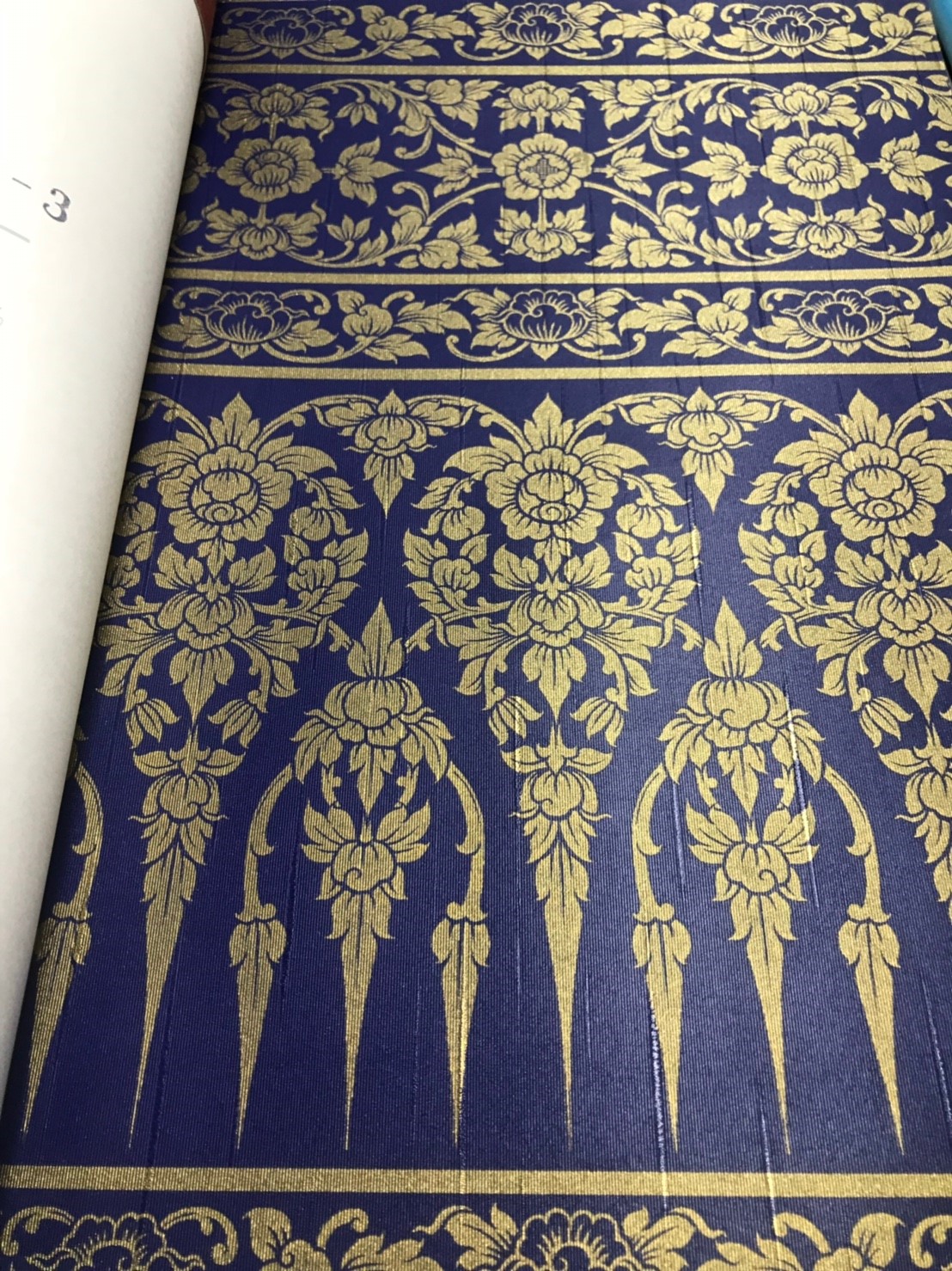 วอลเปเปอร์ลายไทย ดอกพุดตาน น้ำเงิน-ทอง BD43-102-2