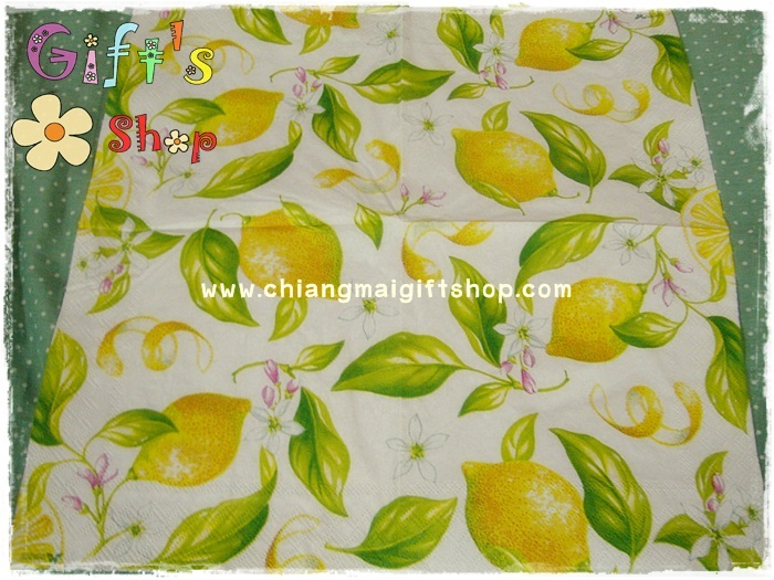 กระดาษแนปกิ้น ลายผลมะนาว lemon