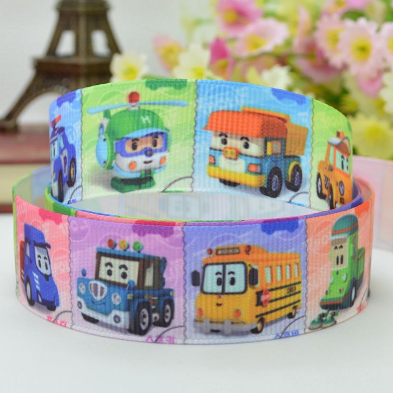 ริบบิ้นผ้าพิมพ์ลาย robocar poli กว้าง 22 mm #CT18