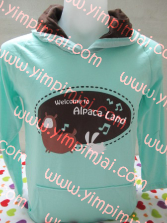 เสื้อฮู้ดสีเขียวมิ้นอ่อน