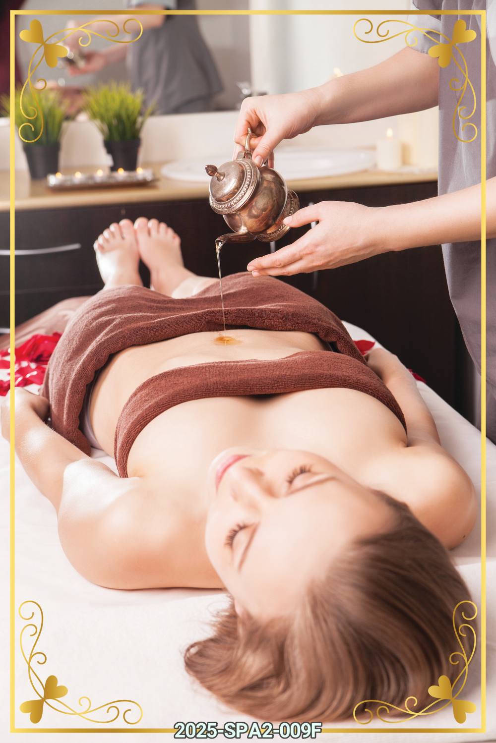 สติ๊กเกอร์ภาพคนนวด พร้อมลายกรอบในตัว (ภาพแนวตั้ง) ST-2025-SPA2F(80x120cm)