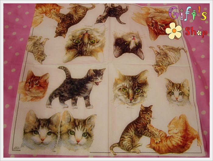 กระดาษแนปกิ้น ลายแมวน่ารัก