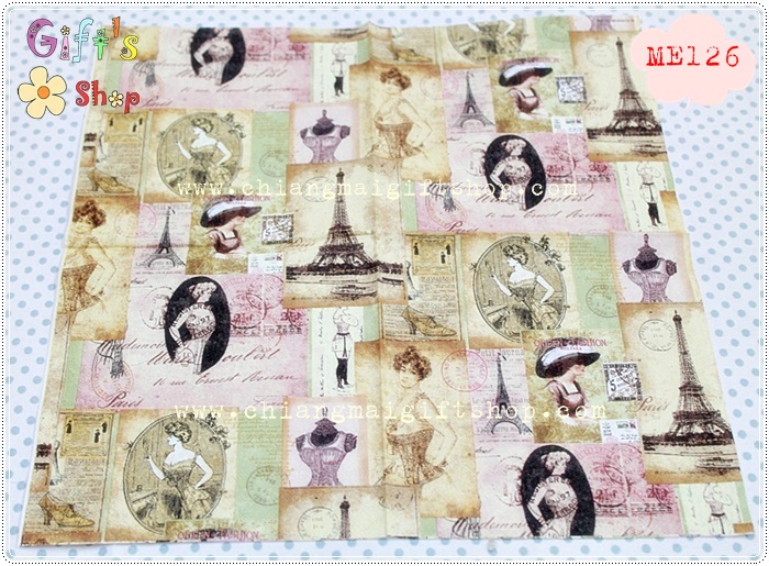 กระดาษแนปกิ้น ลายฝรั่งเศสพื้นหลังลายวินเทจ