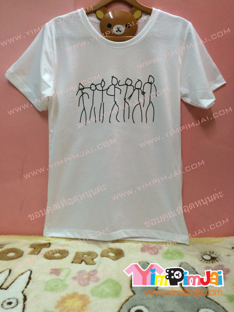 เสื้อยืด สีขาว แขนสั้น สกรีนตามสั่ง ลายการ์ตูน